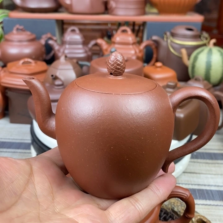 紫砂茶壶全手工美人肩220cc原矿宝山红降坡泥特价