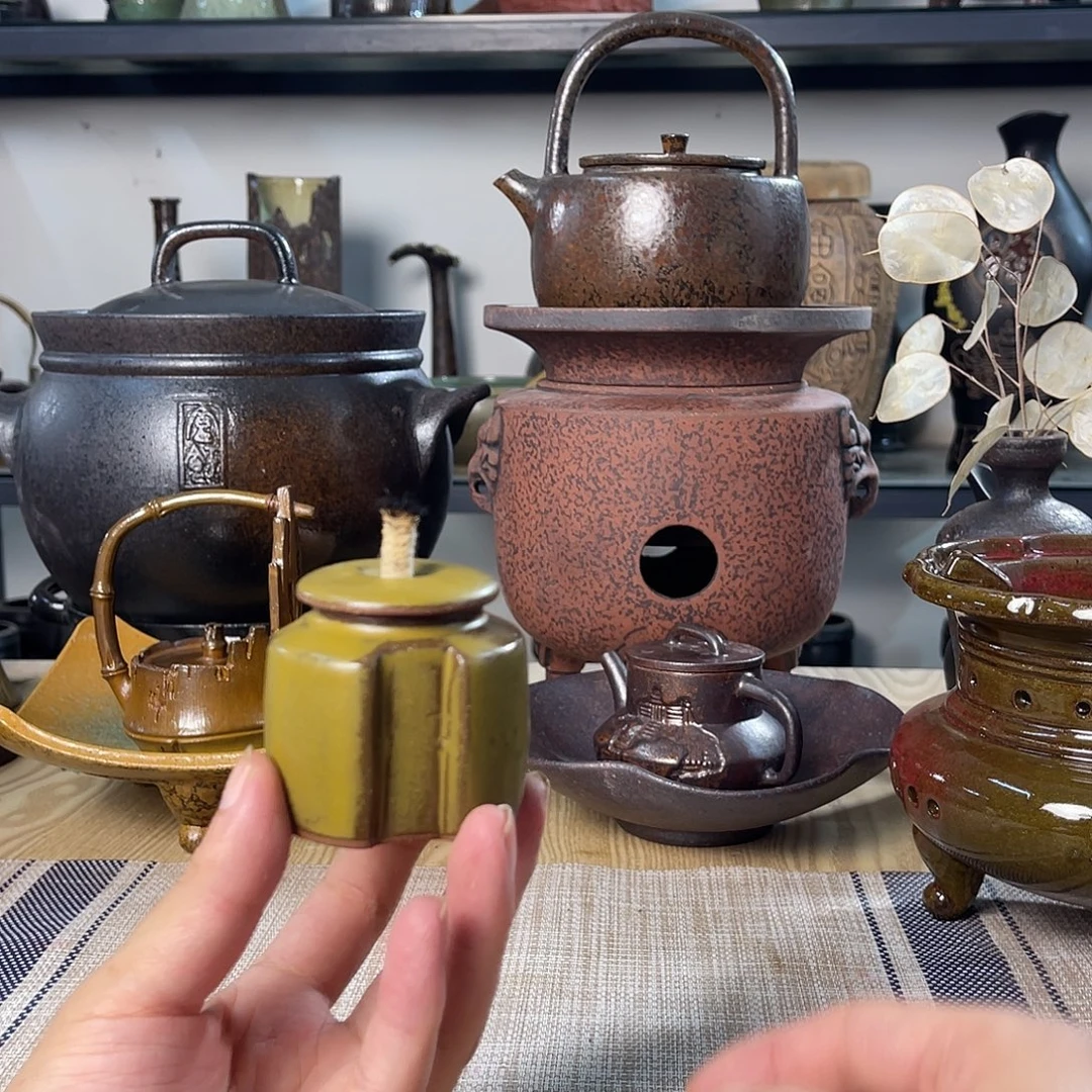 碟紫砂粗陶实用酒精罐