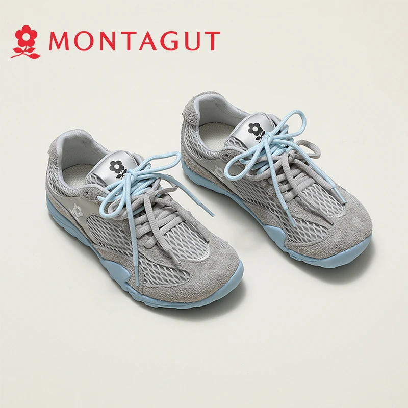 Montagut/梦特娇夏季时尚平底系带休闲鞋百搭运动鞋透气网面女鞋