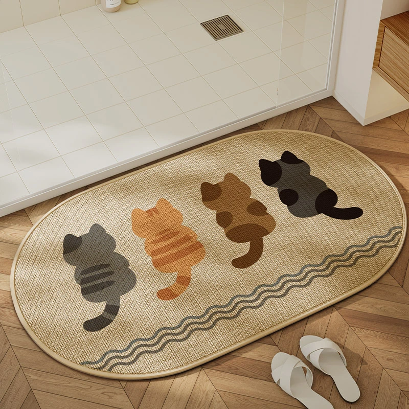 欧派亚麻编织浴室地垫卫生间吸水垫门口防滑垫子脚垫洗手间地毯