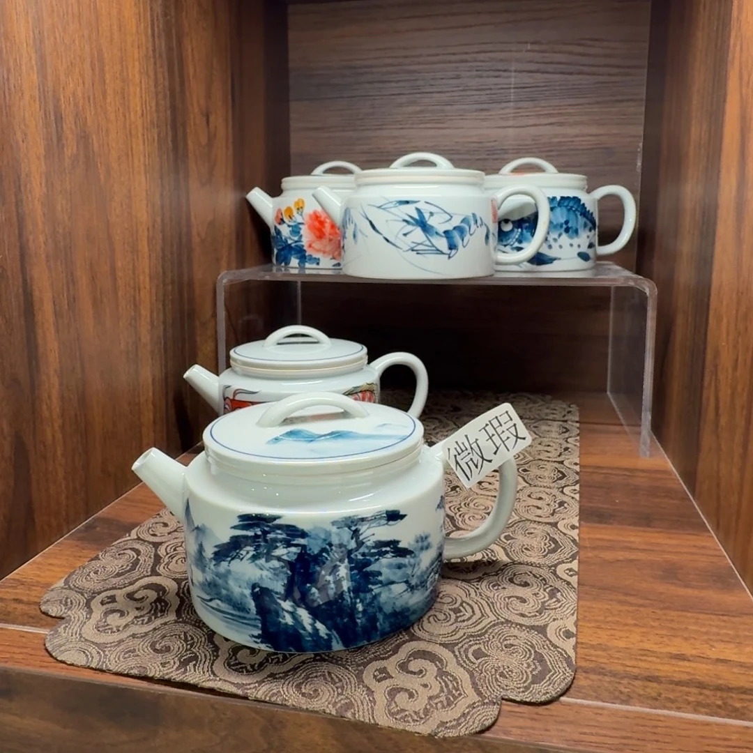 釉下手绘茶具微瑕