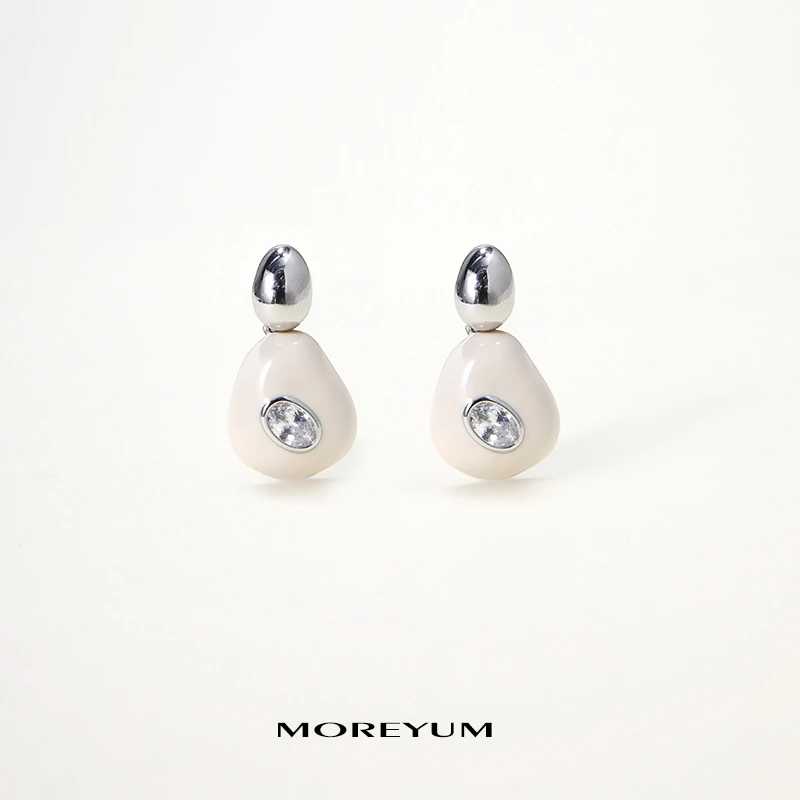 muyang/慕阳 铜合金锆石耳饰 气质时尚韩版ins暮雪耳环