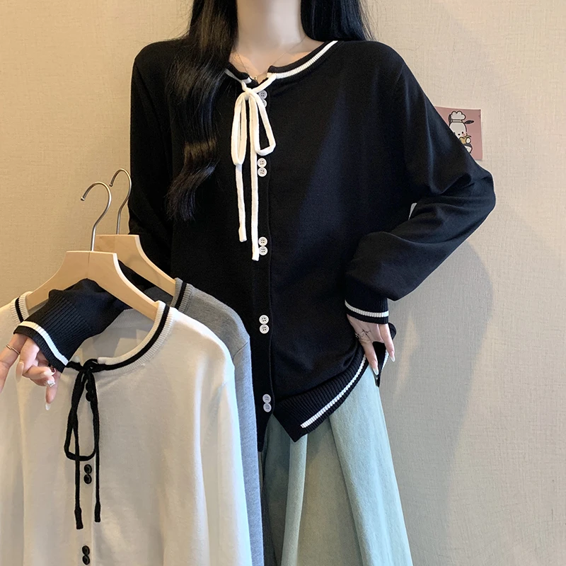 大码女装2025秋冬新款洋气针织衫胖妹妹宽松显瘦长袖开衫毛衣3490