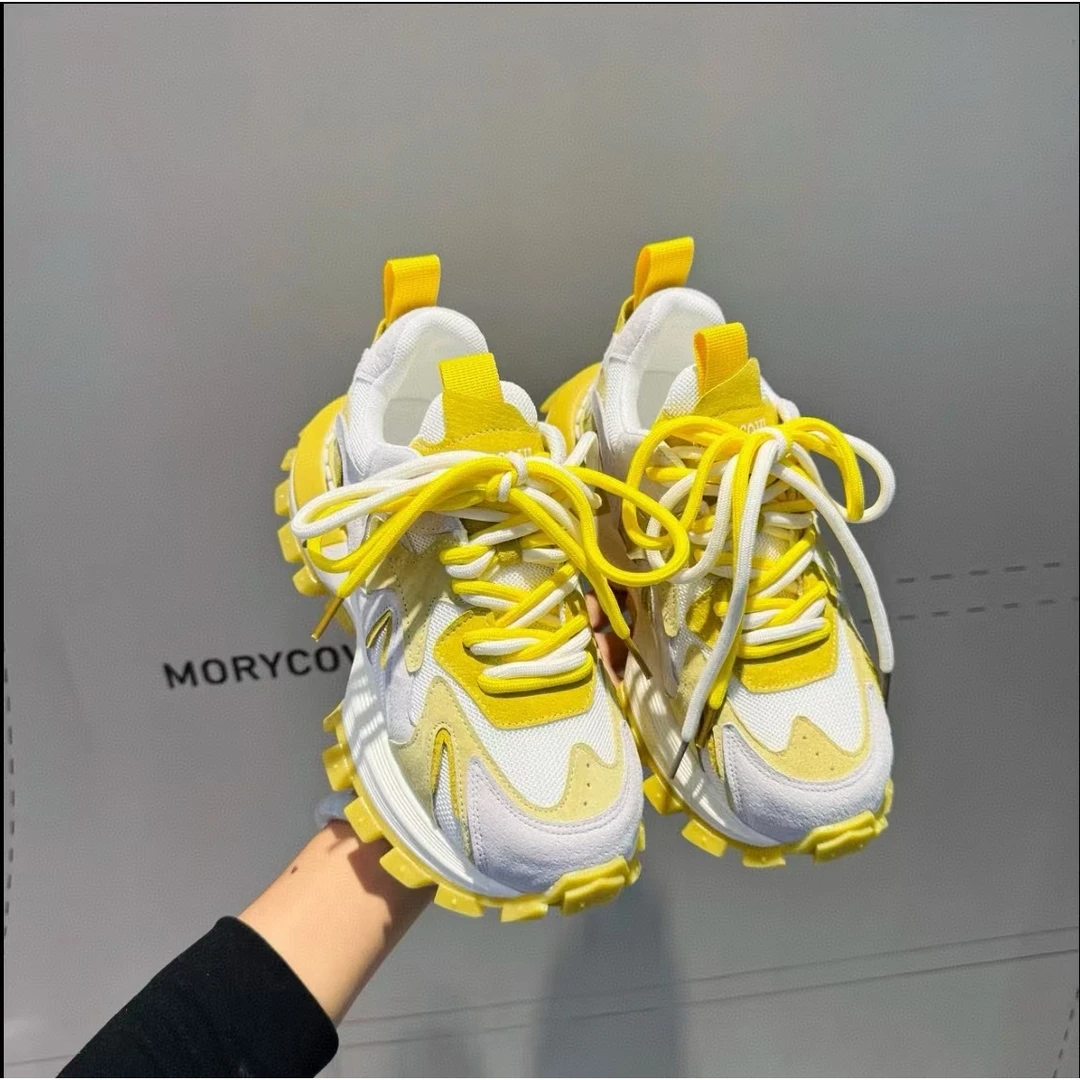 韩版磨砂皮网面拼色系带阿甘鞋2025春夏新款百搭时尚ins潮 杨