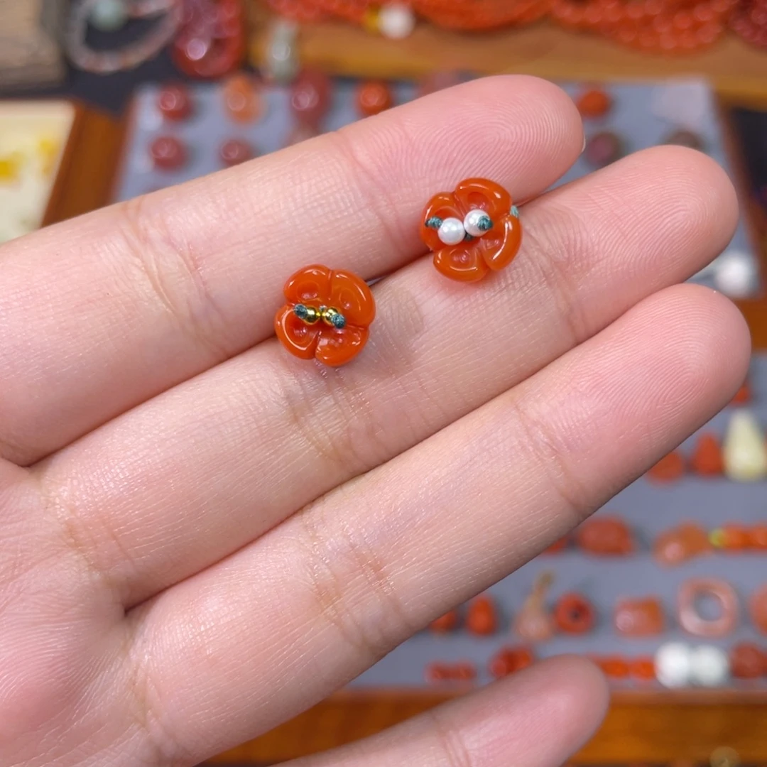 南红玛瑙未镶嵌小桂花拍一发一