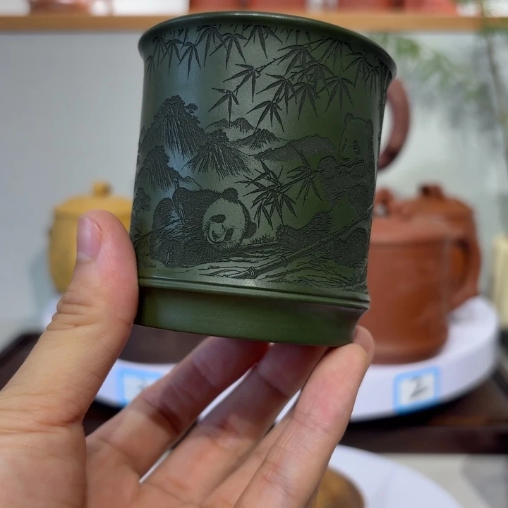 主人杯竹节杯熊猫宜兴紫砂