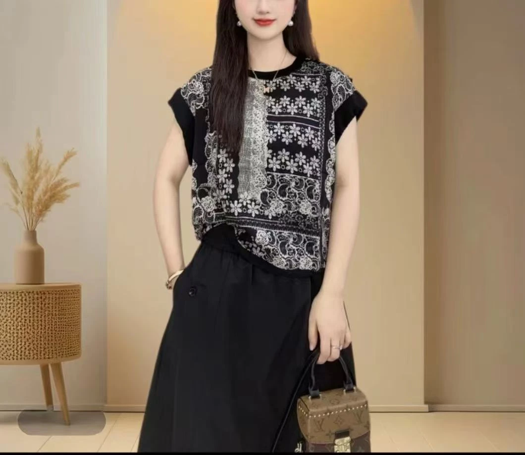 xss2025夏季息款圆领设计感时尚百搭宽松半袖显瘦上衣女