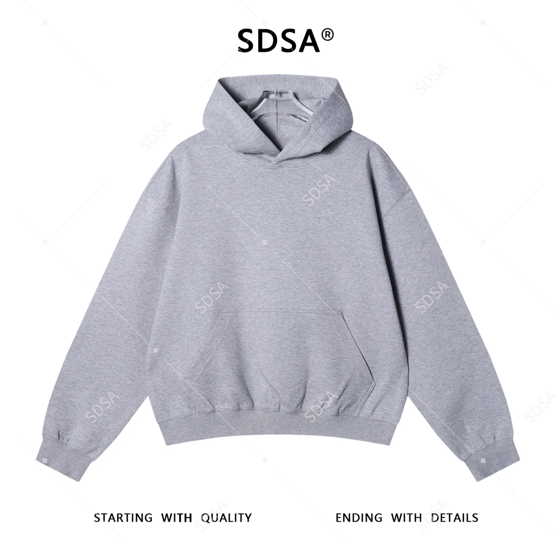 SDSA男士春秋新款痞帅男装简约纯色短款连帽卫衣高街百搭时尚上衣