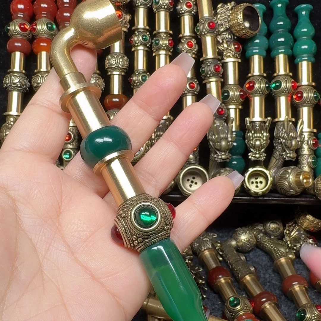 黄铜绿色烟锅1.6公分