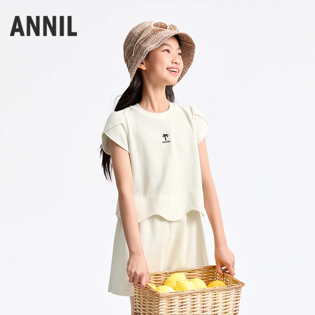 【甜美套装】女童圆领短袖针织套装夏季新款安奈儿童装EG521121