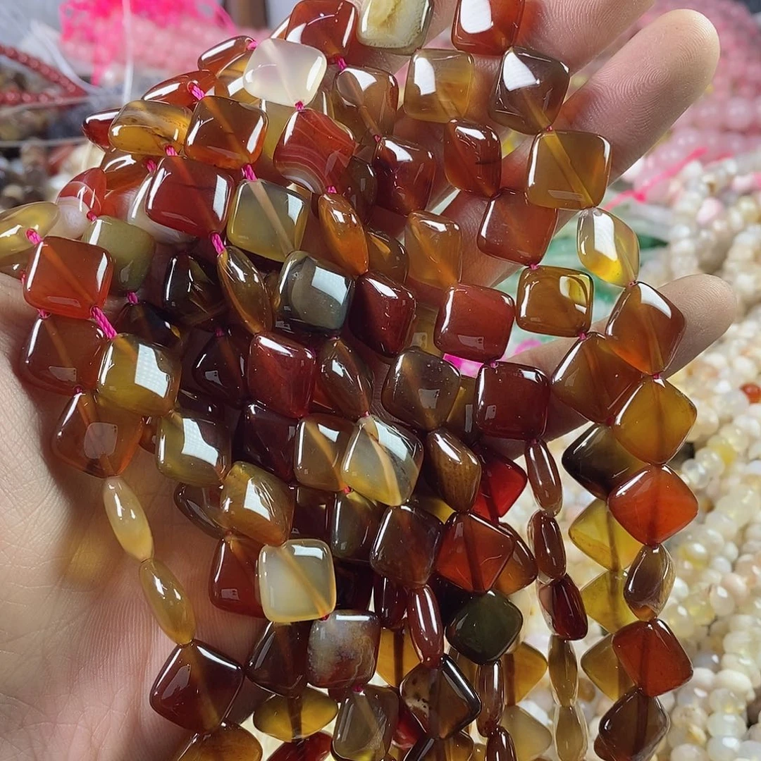 玛瑙/玉髓珠宝半成品合金一条天然5×12玛瑙对角方片E157