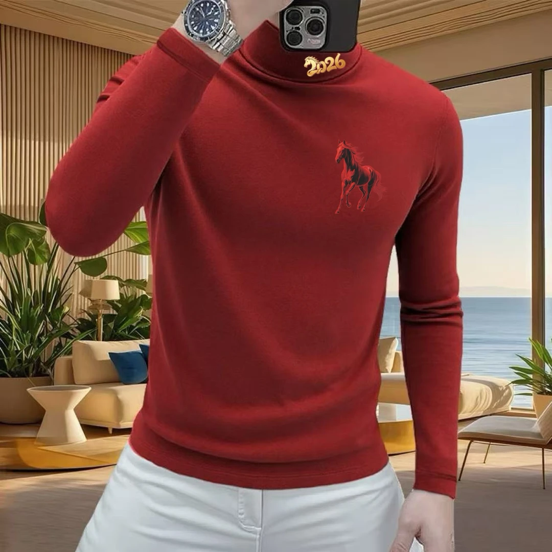 双面德绒半高领打底衫男士长袖t恤秋冬纯色修身大码保暖秋衣韩版