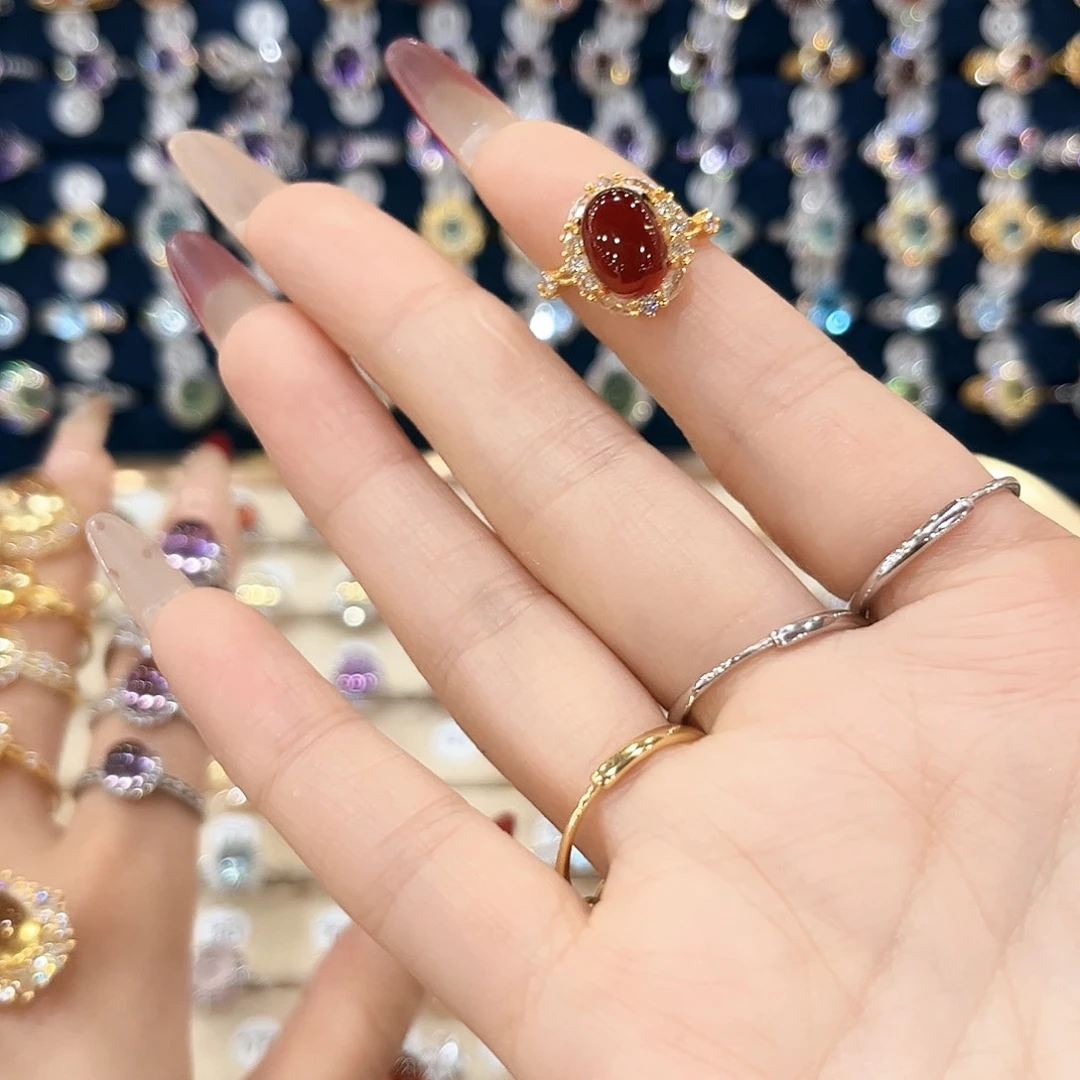 石榴石女款银S925镶嵌?****n戒指2