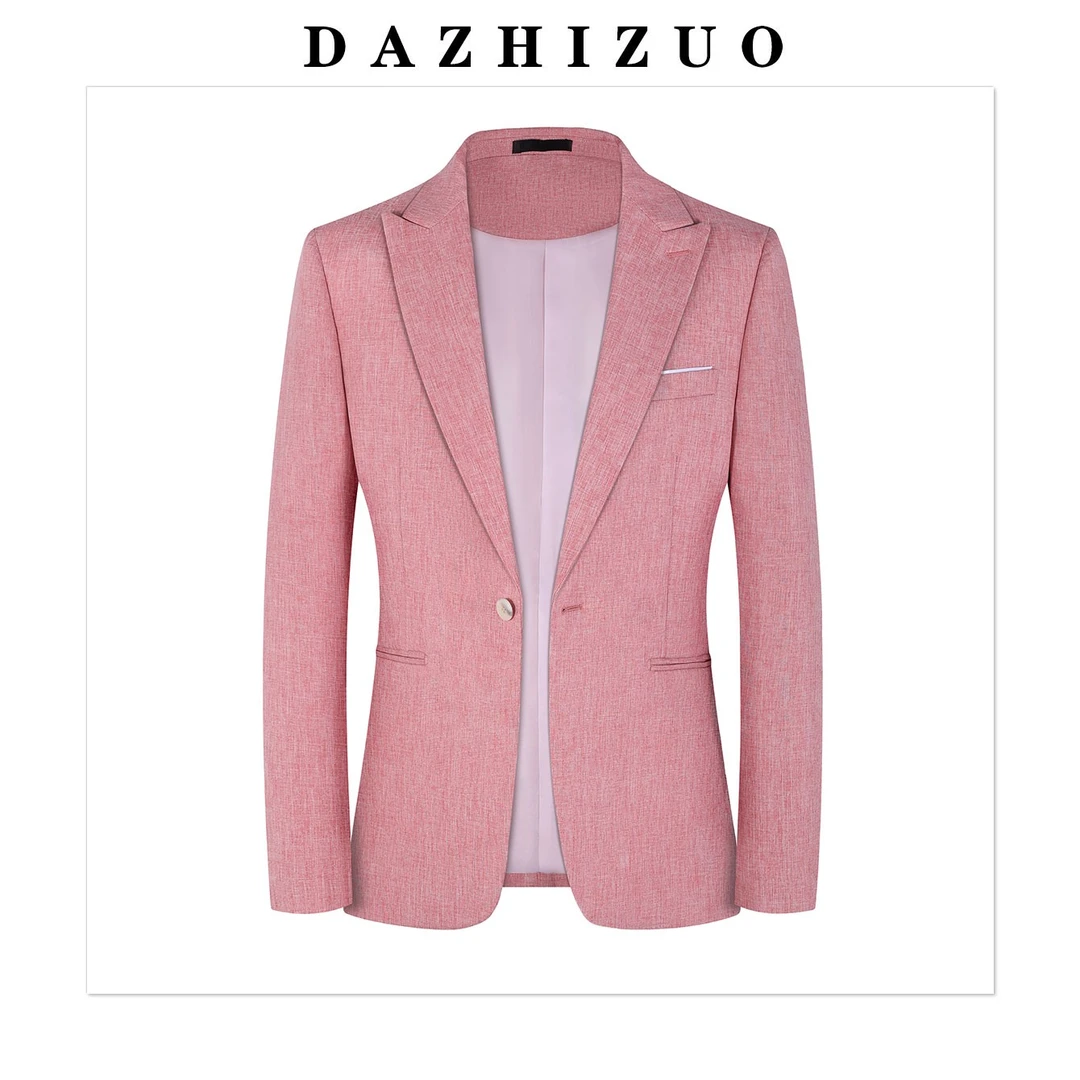 2025新品粉色男士西服休闲上衣时尚潮流西装春秋A2518小西装外套