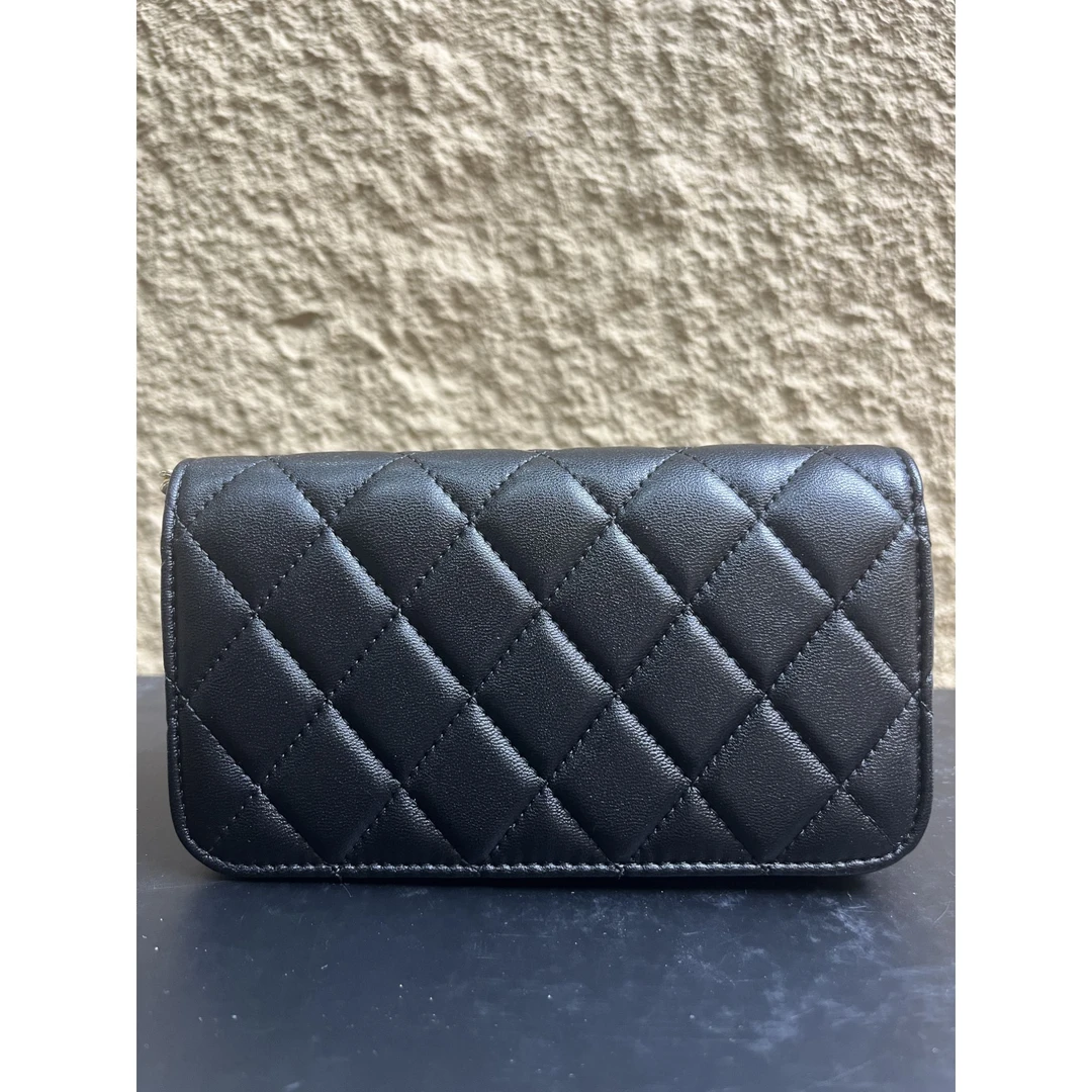TOLEX2025新款手工时尚百搭菱格女钱包黑白色17cm