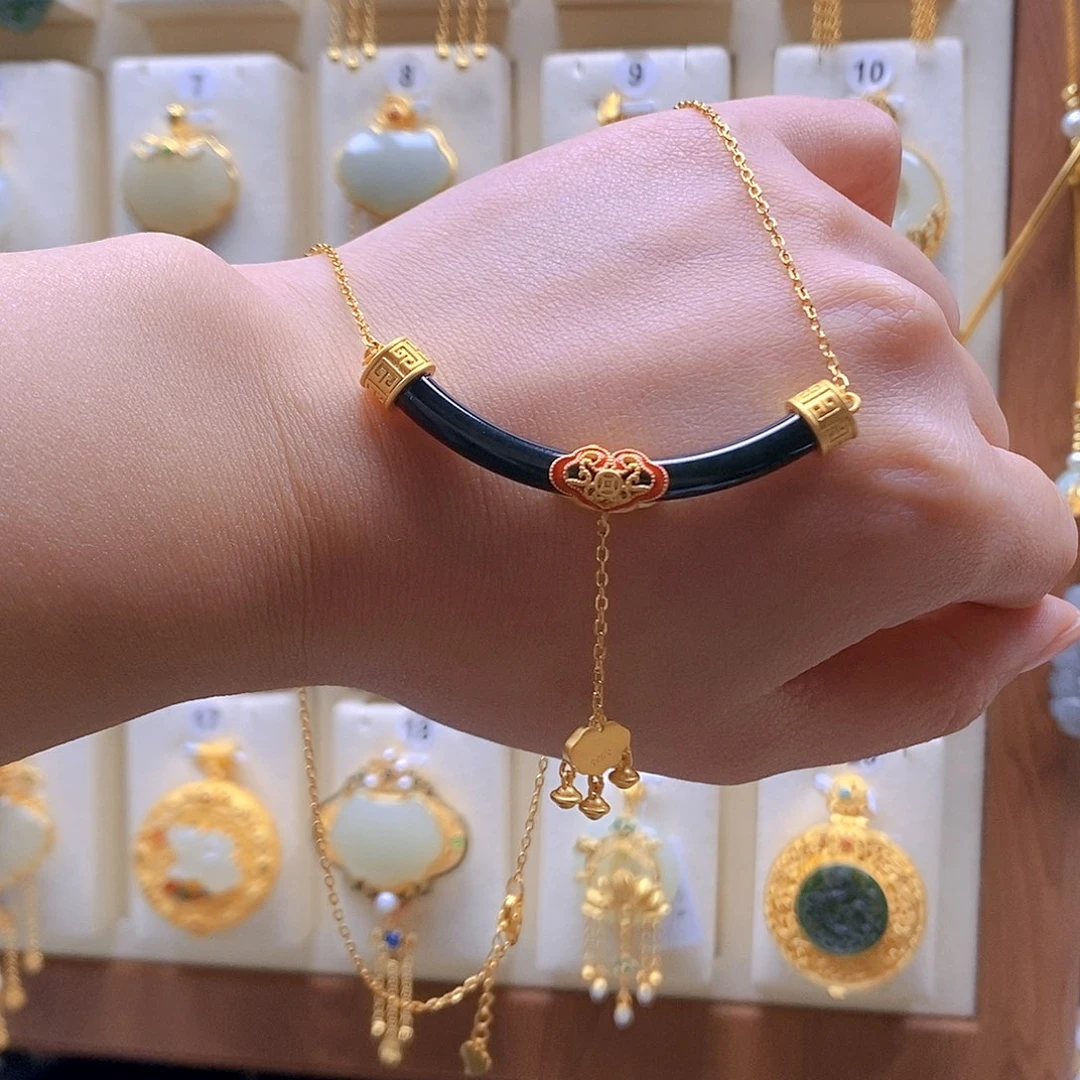 和田玉银S925镶嵌颈饰