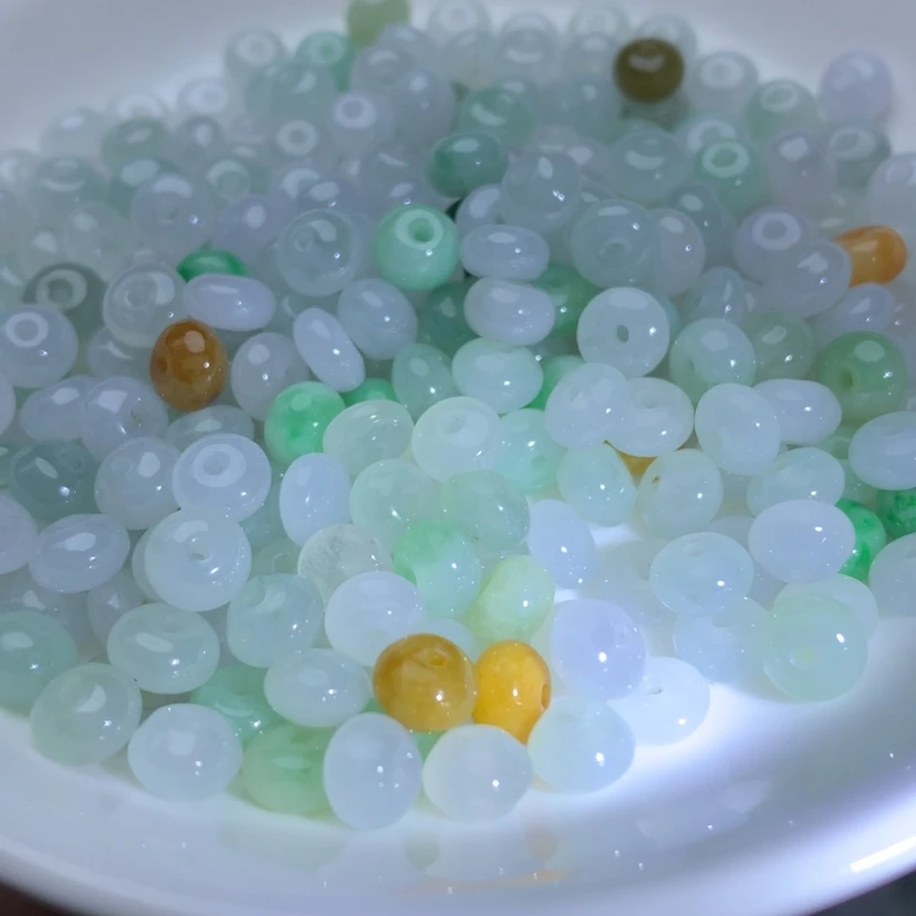 【闪购商品】未镶嵌手链翡翠卡4乘6冰透鼓珠40个