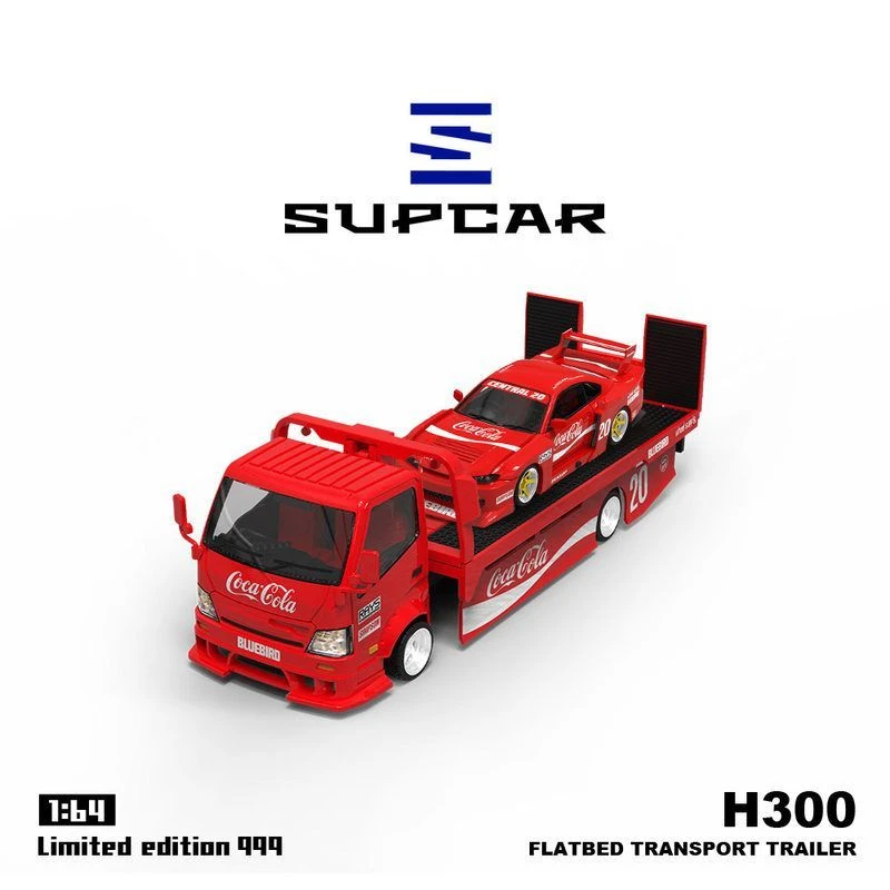 SUPCAR1:64S15和H300平板运输拖车可口可乐套装合金车模型玩具