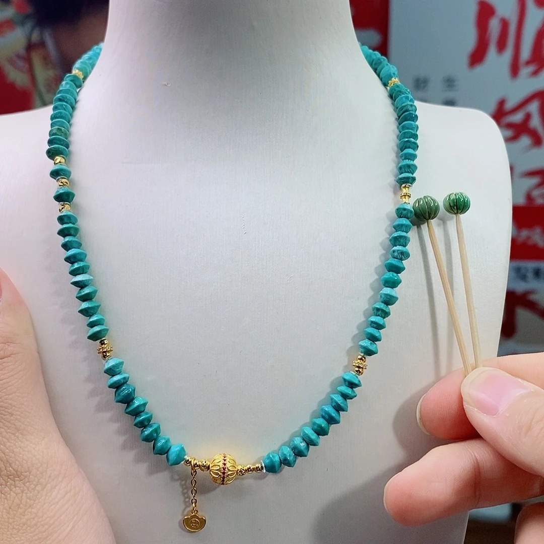 执***࿐绿松石银S925镀金镶嵌珠宝奇石