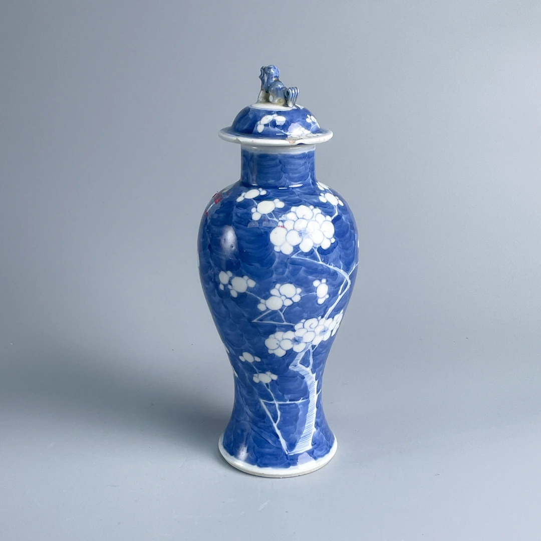 瓷器/古董晚清冰梅盖瓶-M25DI001B28-01文物/绣花张