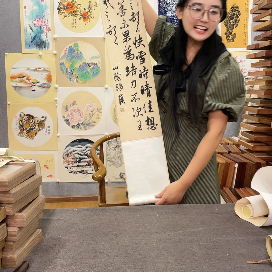 国画手绘卷轴尺寸：12*64