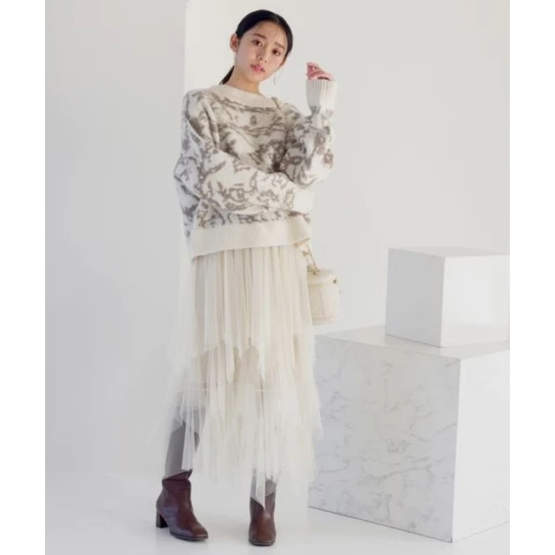【TaKuMi】日系品牌 M 春季新款时尚气质设计感不规则网纱仙女裙