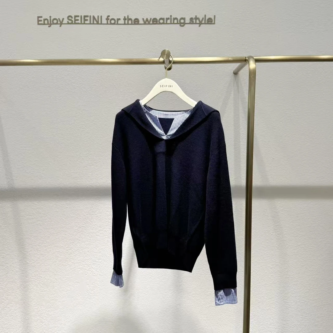 SEIFINI/诗凡黎2025秋款新品假俩件针织衫3G8331771