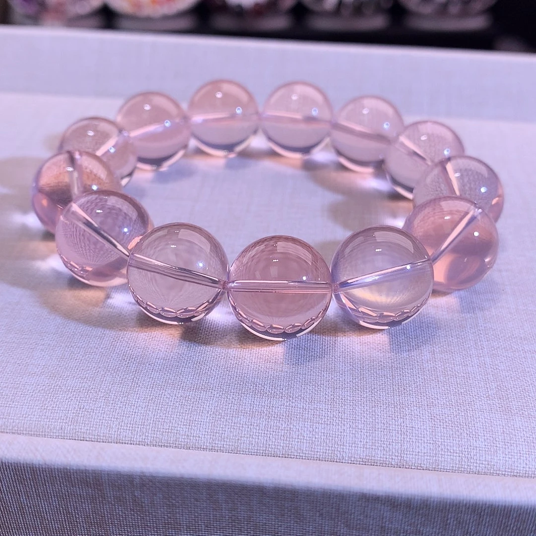 水晶手链未镶嵌16毫米金沙玫瑰粉水