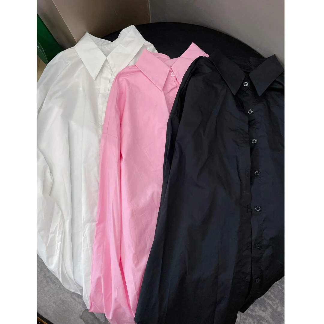 《An ni》【香香】夏季新品时尚轻薄宽松长袖翻领衬衫上衣Ani-C244