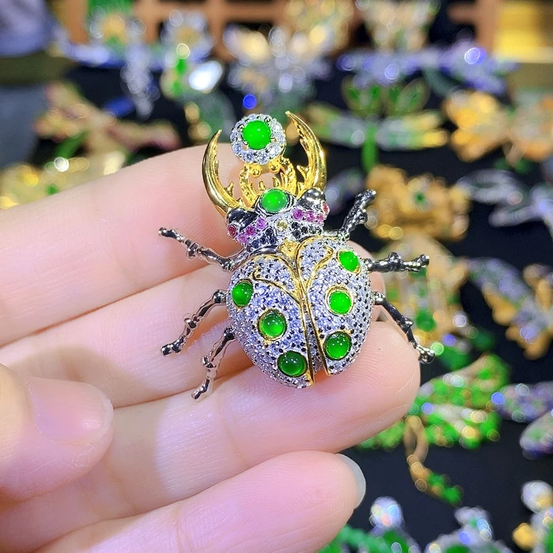 吊坠(不含链)银S925镶嵌翡翠