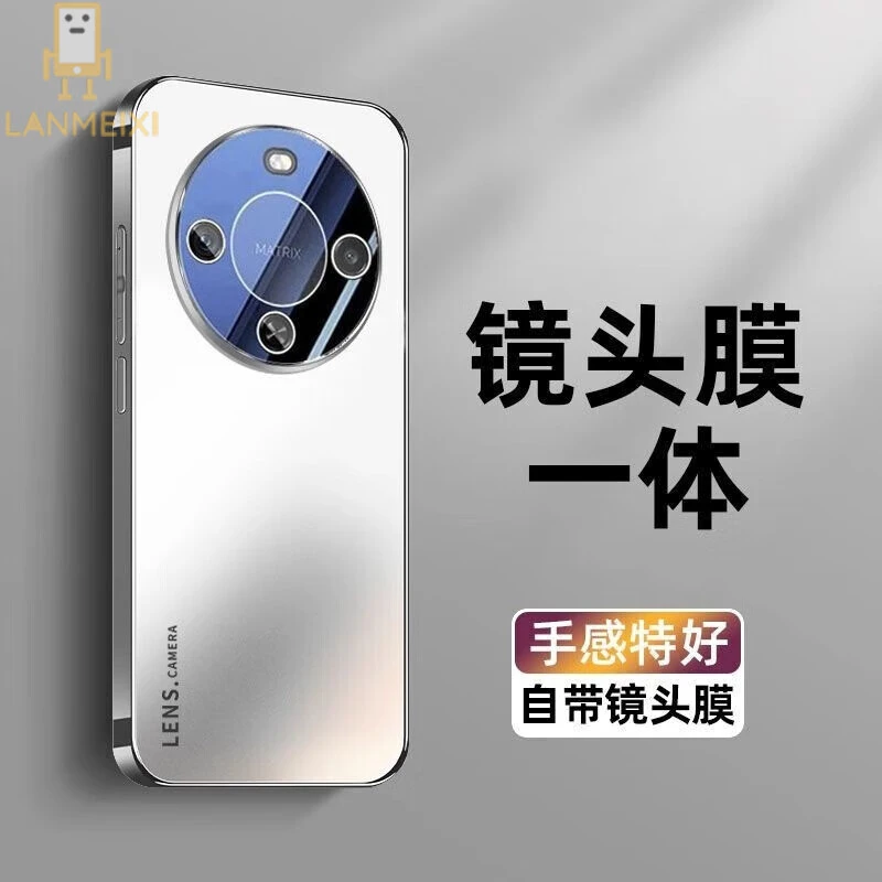 适用荣耀x70手机壳新品网红潮流纯色保护套自带镜头膜全包男女款