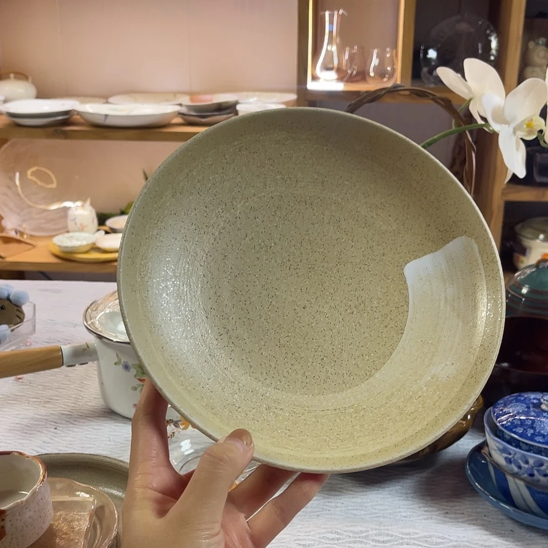 瓷片粗陶刷毛目盘子尺寸好用39