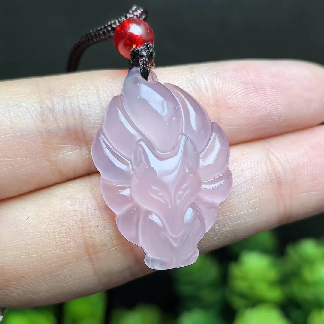 江德洋珠宝S7971极冰紫秦紫玛瑙九尾灵狐粉吊坠-配绳