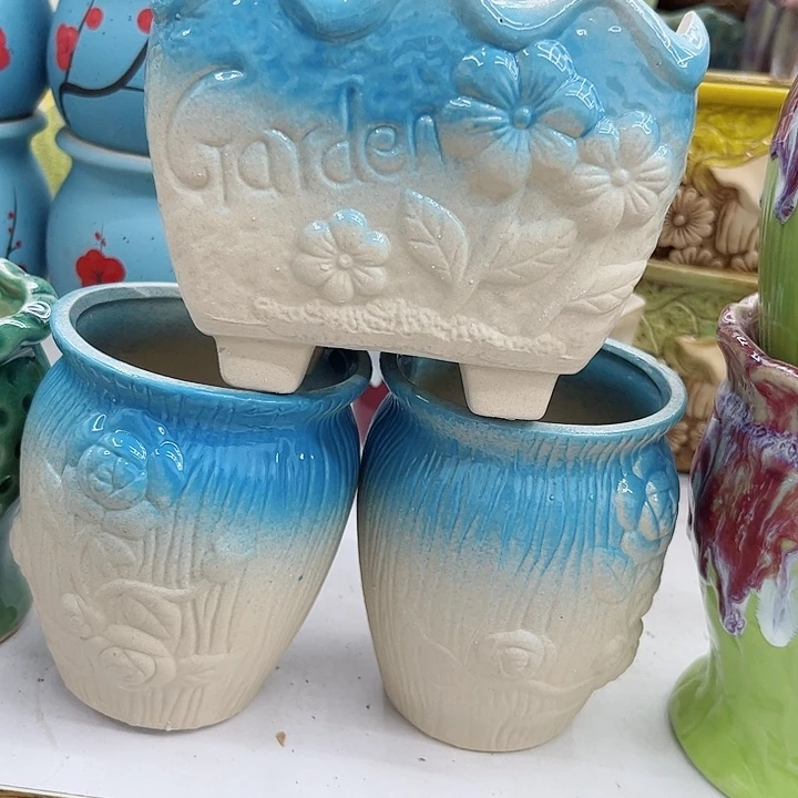 多肉绿植陶瓷花盆9.9包邮，有孔