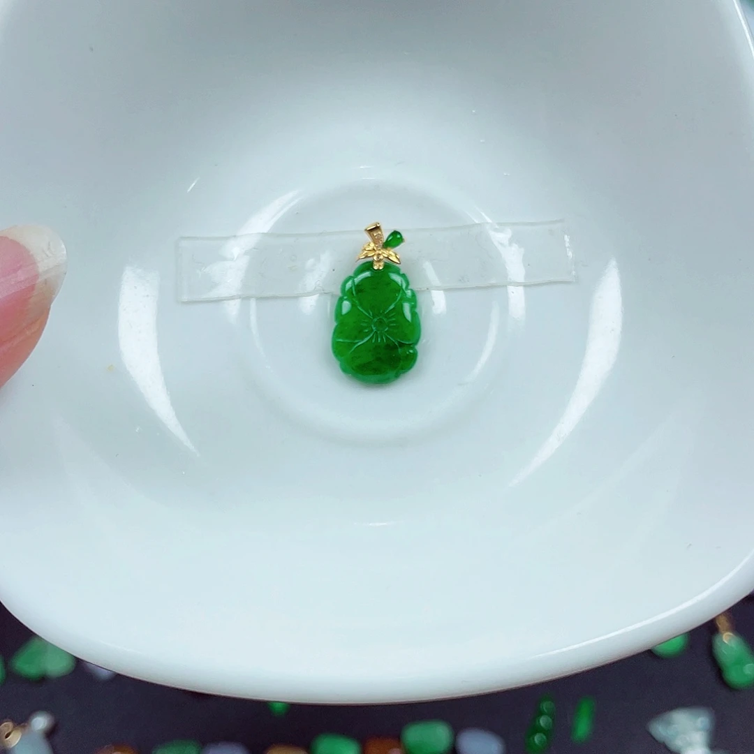 翡翠18K金镶嵌手链天然缅甸翡翠A货卡15-10.5-2