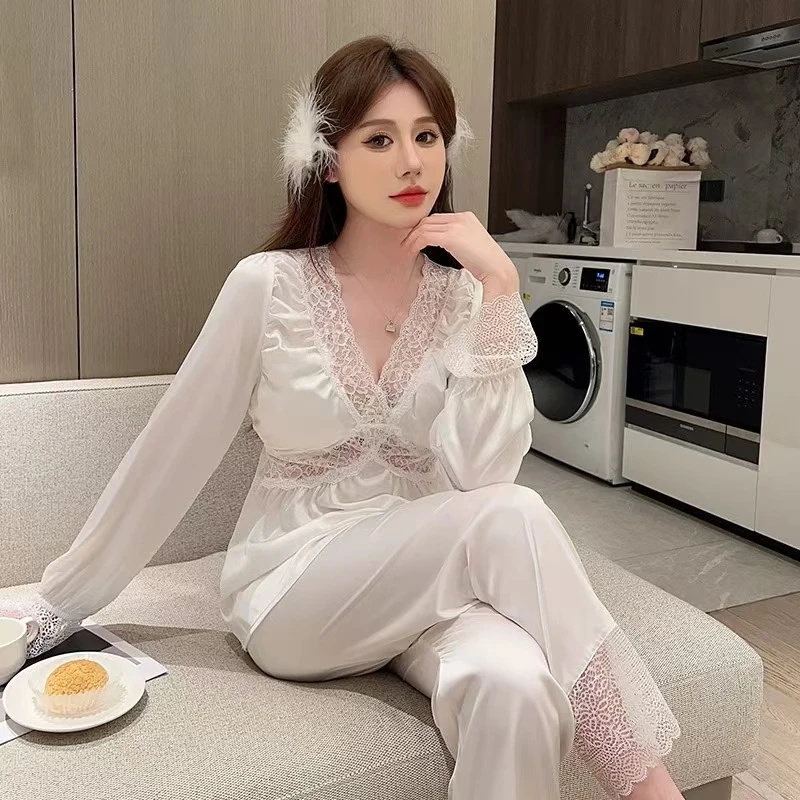 【轻奢】维多利亚性感轻奢睡衣女冰丝柔软舒适蕾丝套装甜美夏季