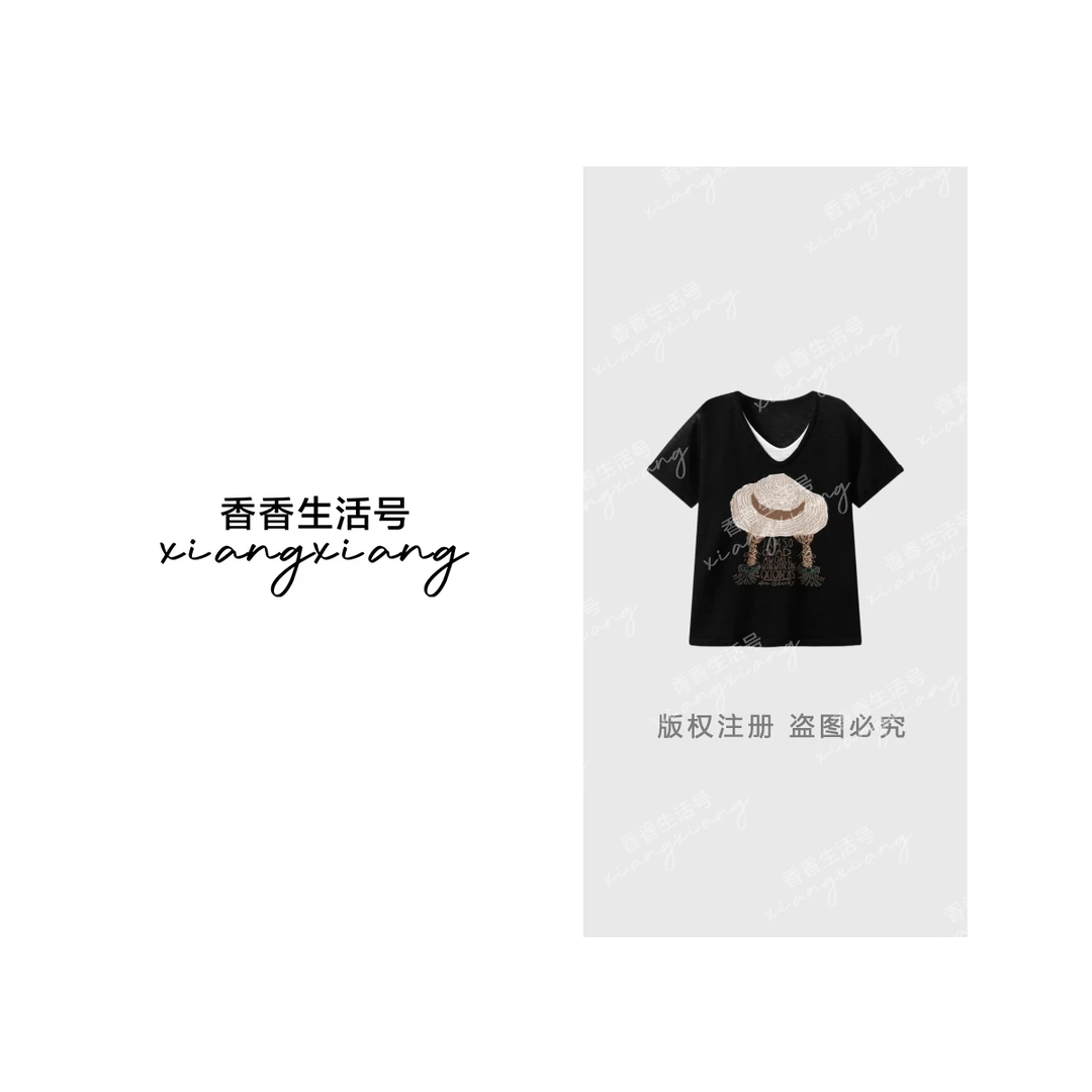 【香香严选】“欧若风”减龄双马尾女孩假两件针织上衣8255