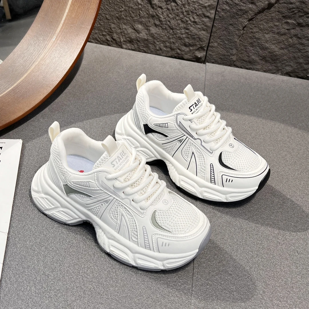 厚底老爹鞋女2025春季新款韩版运动休闲鞋女百搭透气小个子增高鞋