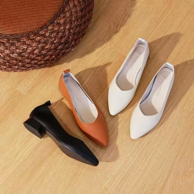 【品牌力荐】2025羊夏季新款软底软皮气质百搭浅口荔枝纹小单鞋1639