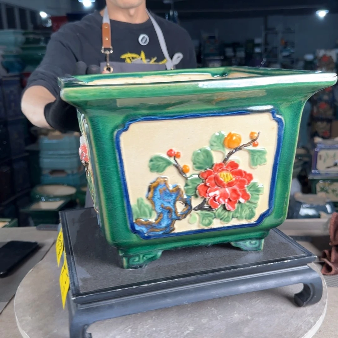 一风堂石湾花盆。高温裂磕碰瑕疵