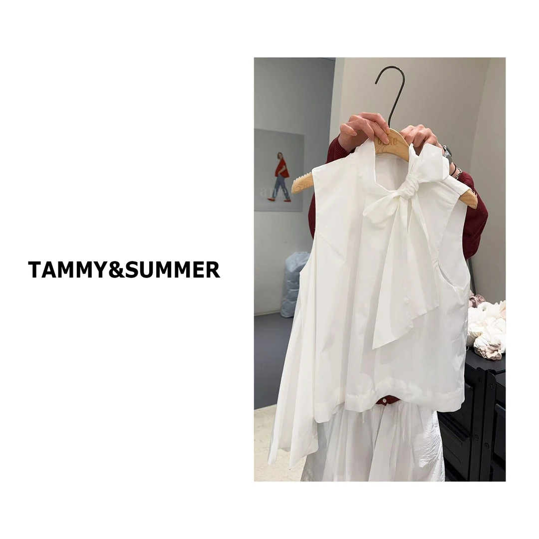 【Tammy&Summer】韩版时尚设计感不规则蝴蝶结无袖背心上衣887056