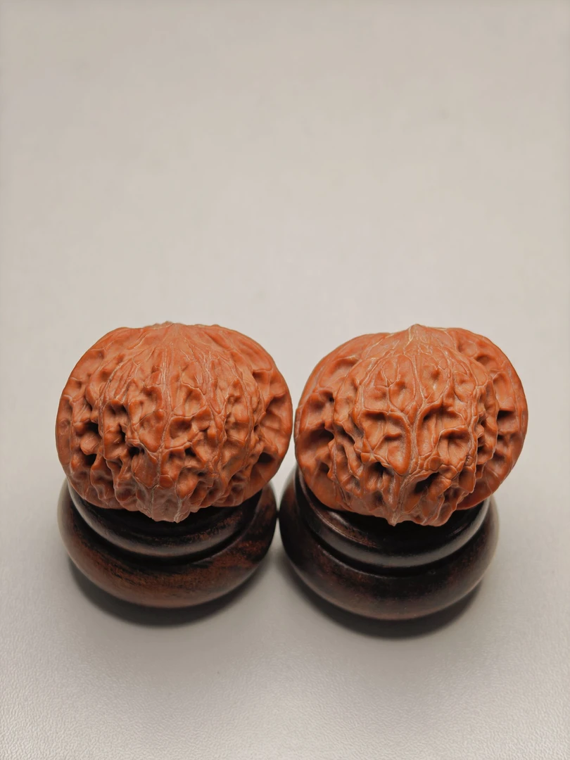 【收藏对】红皮房山磨-边39-文玩核桃把件