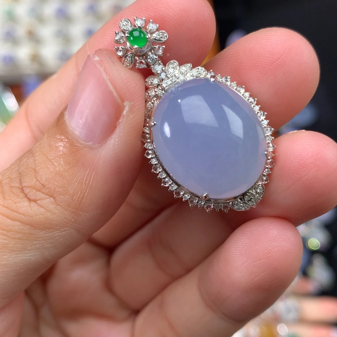 翡翠18K金镶嵌吊坠(不含链)