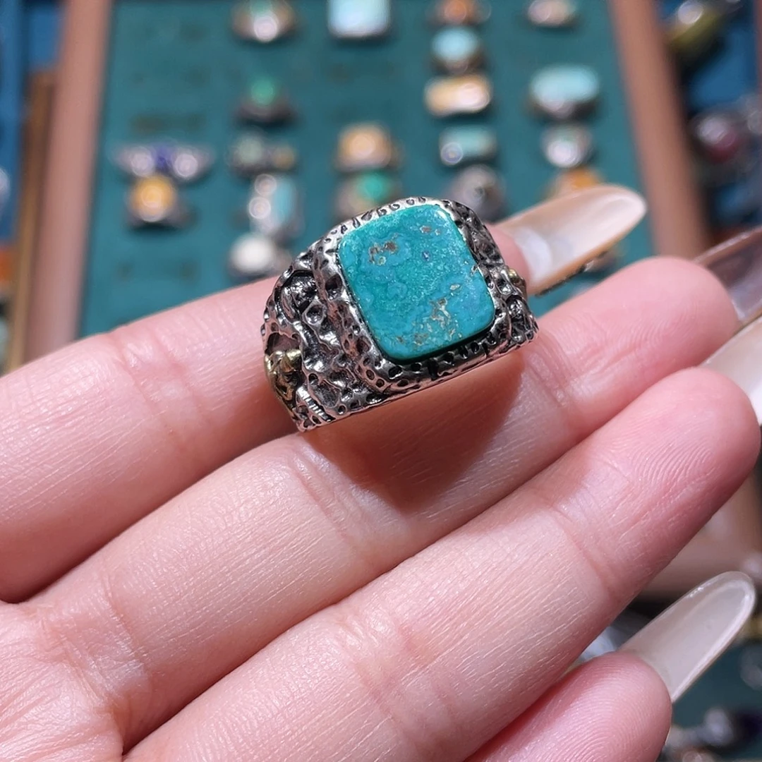 ****檬绿松石银S925镶嵌戒指戒指