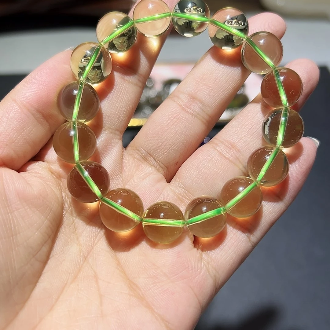 未镶嵌手链水晶喜马拉雅竹叶青全净体黄水晶35号