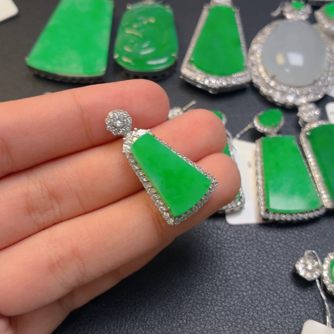 翡翠银S925镶嵌吊坠(不含链)