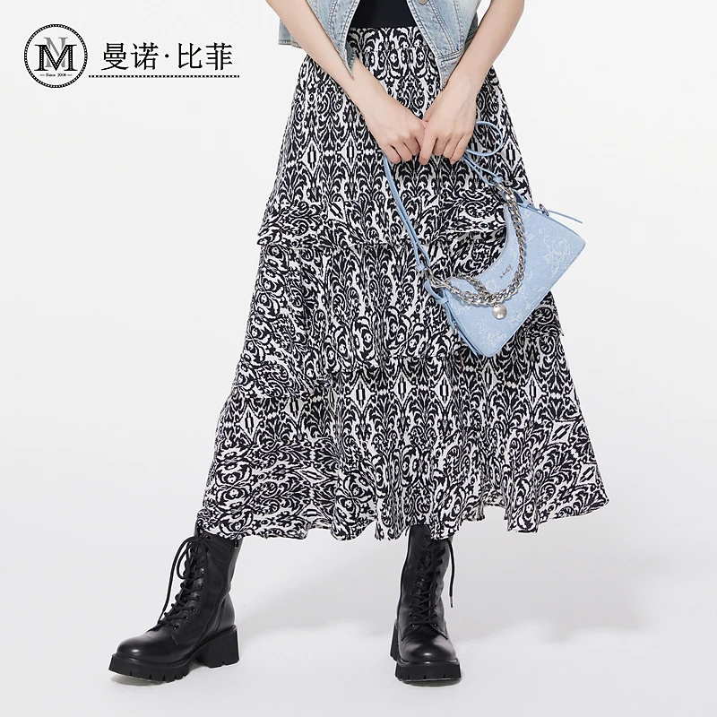【女乔专属】复古减龄拼接碎花半身裙MFEQ114279