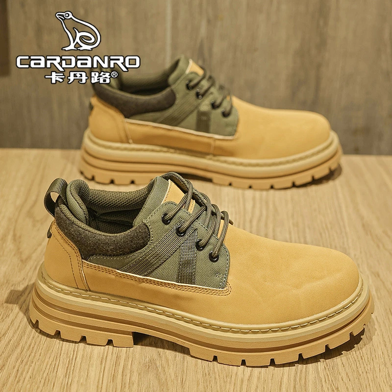 意大利卡丹路男鞋冬季英伦风复古马丁靴男士大黄靴厚底防滑工装靴