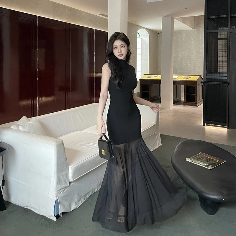 针织网纱连衣裙法式辣妹高级感显瘦收腰御姐风显瘦裙子气质夏季