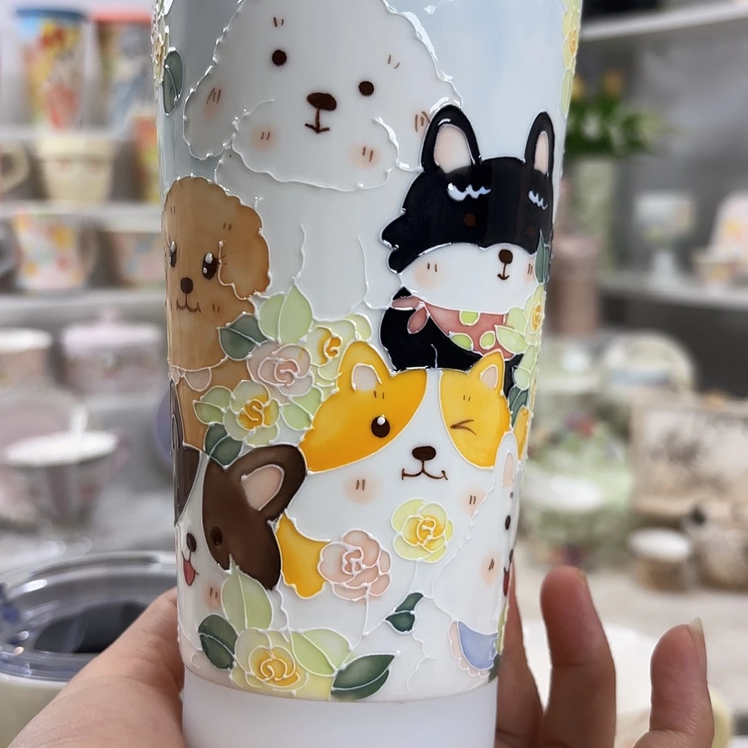 梁***熊手绘创意高温釉下彩陶瓷